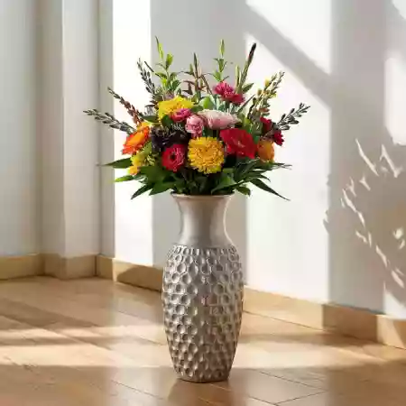 Rustic kitchen with ceramic vase