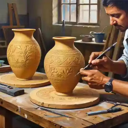 Vases being glazed